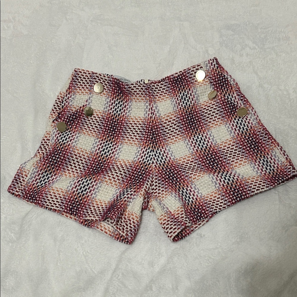 Georgia Giannini Tweed Shorts Women’s Medium Pink Purple Plaid Cotton Blend